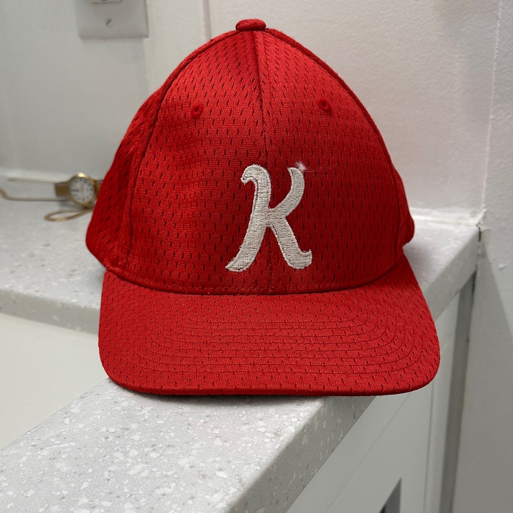Red Baseball Cap With White Logo